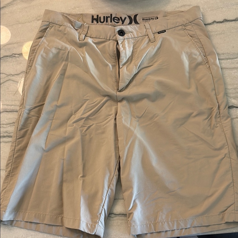 Hurley Tan Flat Front Shorts Lightweight Design